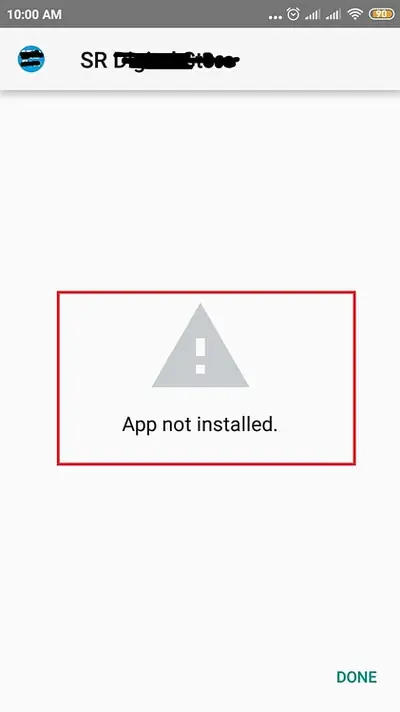 App not installed error on an Android phone during APK install